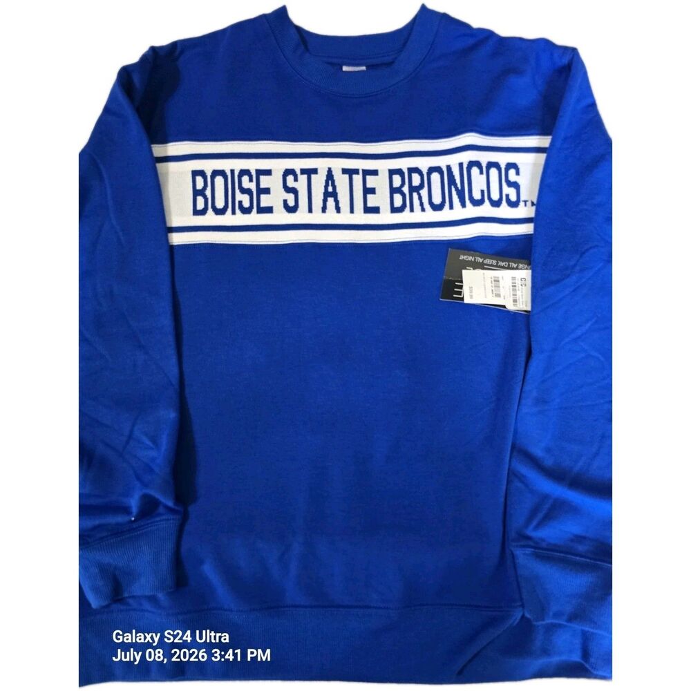 Sideline Apparel Boise State Broncos Blue Crewneck Sweatshirt Womens M